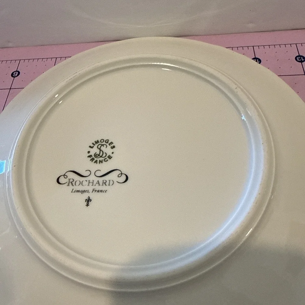 Rochard Limoges Dessert/salad Plates Fruit Design made in France Signed set of 4
